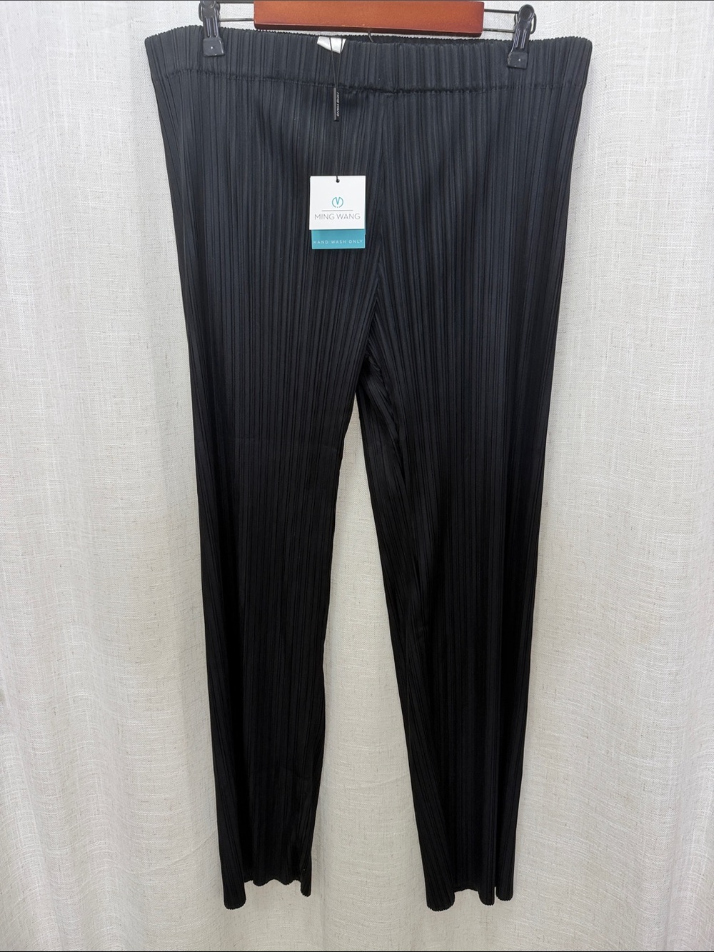Ming Wang Black Pleated Elastic Waist Pants Size Large Brand New W/Tags